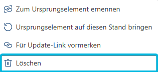 Option Löschen für verlinkte Kopie