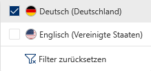 Drop-Down-Menü für Sprachfilter