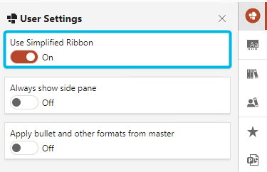 Option Use Simplified Ribbon