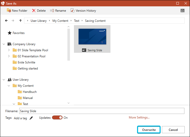 Button Overwrite in Library
