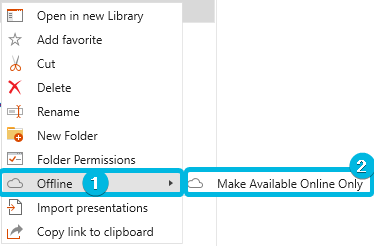 Option Offline and Button Make Available Online Only