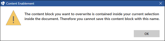 Dialog Box for Selected Content Block