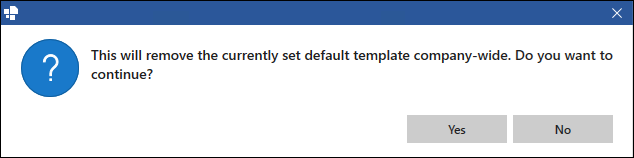 Dialog Box for Removal of Company Default