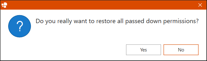 Dialog Box for Permission Reset