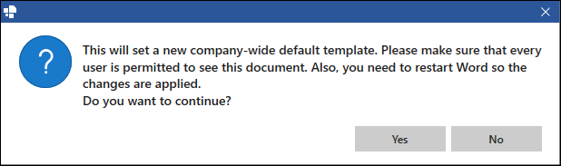 Dialog Box for New Company Default