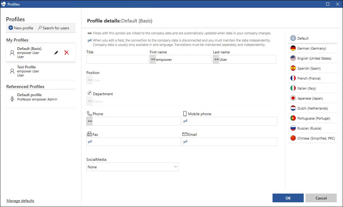 Profile Management Window