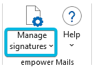 Split Button Manage signatures