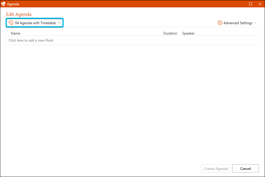 Template Drop-Down Menu