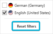 Option Reset filters