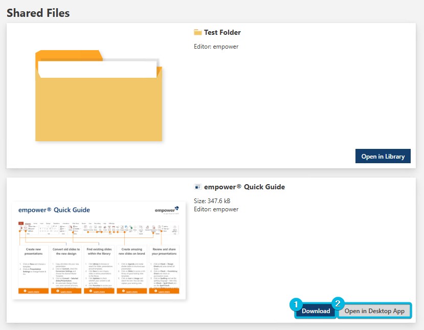 Buttons Download and Open in Desktop App