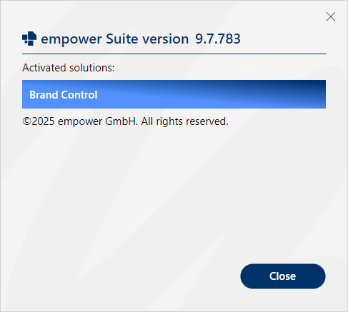 Dialog Box About empower