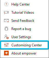 Option Customizing Center