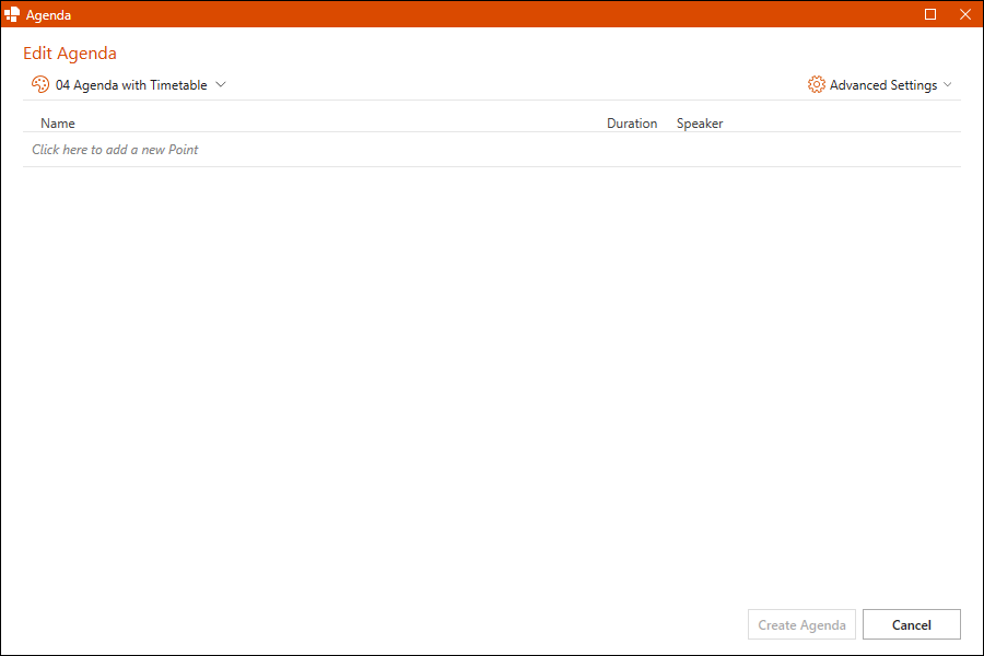 Agenda Editor