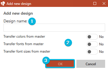 Dialog Box Add New Design