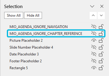 Element List – Hide Chapter Reference