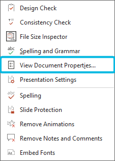 Option View Document Properties…