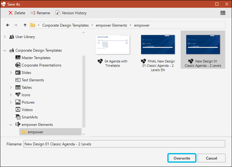 Overwrite Agenda Template
