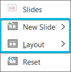 Options New Slide and Layout