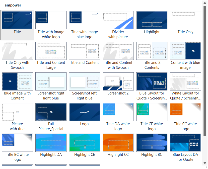 Slide Layout Selection