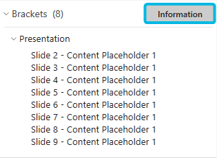 Button Information for Bracket Errors