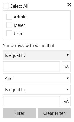 Filter Options