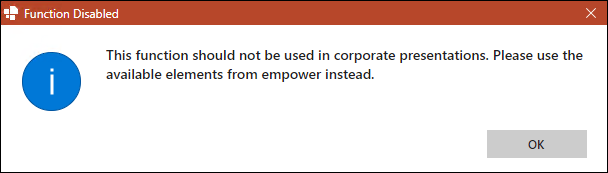 Dialog Box for Disabled Placeholder Function