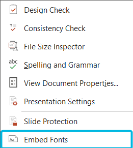 Option Embed Fonts