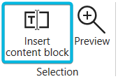 Button Insert content block in Library