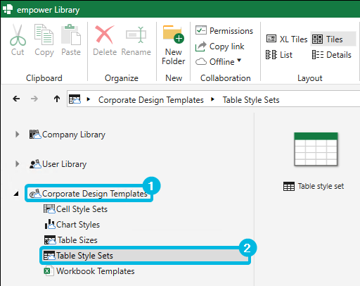 Section Corporate Design Templates – Table Style Sets