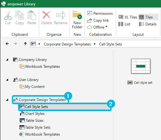 Section Corporate Design Templates – Cell Style Sets