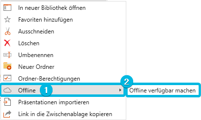 Option Offline und Button Offline verfügbar machen