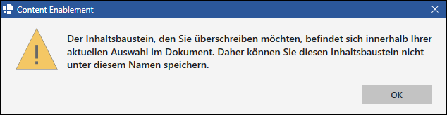 Dialogfenster bei ausgewähltem Inhaltsbaustein