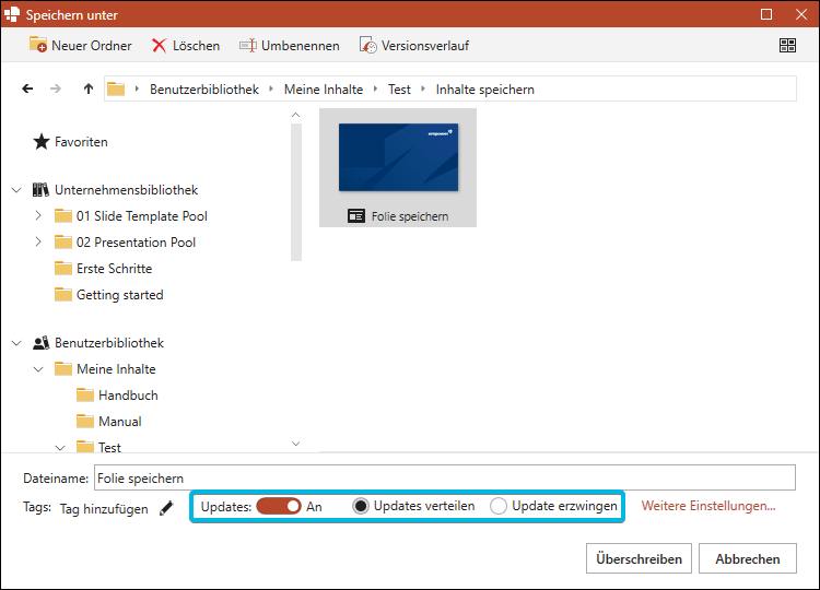 Update-Einstellungen