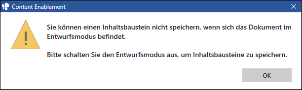 Dialogfenster für Entwurfsmodus