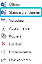 Option Standard entfernen