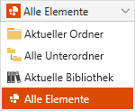 Drop-Down-Menü zum Suchbereich