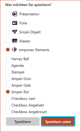 empower® Elements speichern