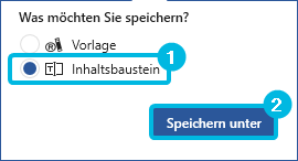 Inhaltsbaustein speichern