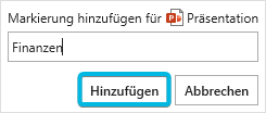 Button Hinzufügen für neue Markierung