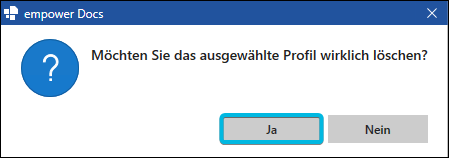 Button Ja für den Löschvorgang