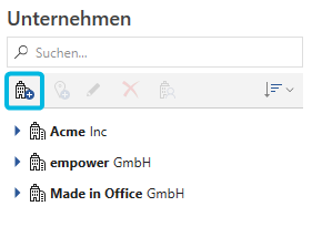Button Unternehmen anlegen