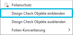 Option Design Check Objekte einblenden