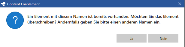 Dialogfenster beim Überschreiben