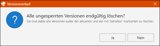 Dialogfenster für Löschvorgang für mehrere Versionen