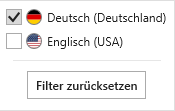 Drop-Down-Menü für Sprachfilter