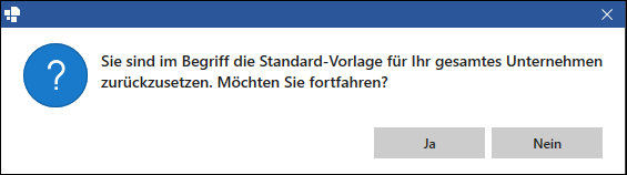 Dialogfenster beim Entfernen des Unternehmens-Standards