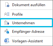 Option Unternehmen in Word