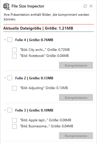 Folienliste – Ausgeklappt