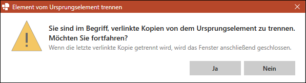 Dialogfenster beim Trennen