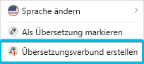Option Übersetzungsverbund erstellen